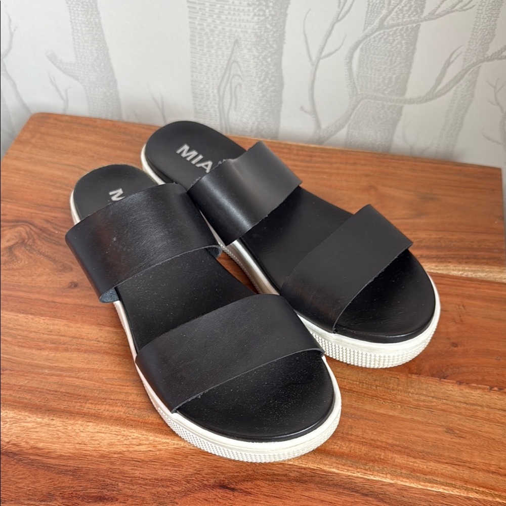 MIA Black Sneaker Bottom Slide Sandals